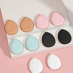 Mini Finger Powder Puffs, 12 Pack, Multicolour, Teardrop Makeup Sponge with Finger Loop for Foundation and Powder-picture-12
