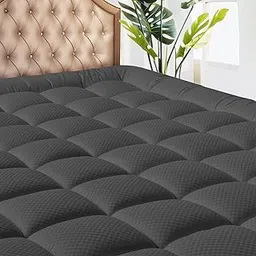 MATBEBY Bedding Quilted Fitted Queen Mattress Pad Cooling Breathable Fluffy Soft Mattress Pad Stretches up to 21 Inch Deep, Queen Size, Dark Grey, Mattress Topper Mattress Protector-picture-19