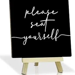 Sarvada Decor Please Seat Yourself Bathroom Sign Wooden Plaque With Stand Funny Bathroom Signs for Home Funny Quotes Table Decor Sign Toilet Decor Restroom Decor Desk-picture-19