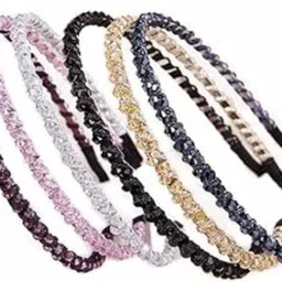 barakath Rhinestone Headband Diamond Crystal Beaded Glitter Hairband Headwear for Women and Girls Party Hair Accessories (Pack of 3)-picture-42