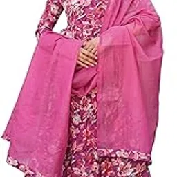 Women's Pure Cotton Hand Embroidery Kurti Pant Dupatta Set | Flared Fit | Round Neck | 3/4 Sleeve | Wine Kurti Set for Women | Ethnic Wear | Festive-image-0