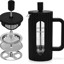 Fissman French Press Coffee and Tea Maker 350mL, Heat Resistant Thickened Borosilicate Glass Stainless Steel Coffee and Tea Press, Hot and Cold Brew Coffee French Press (Black)-picture-16
