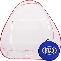 Btag Mosquito Net for Single Bed, 6 Feet x 6 Feet Premium Single Bed Machardani, Strong and Durable, Tent Type, Foldable, Corrosion Resistant (6x6_Red)-image-61