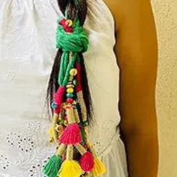 Zippy Flora Handmade Boho Parandi/Paranda/Traditional Hair Accessory Braid Tassles/Hair Extension/Choti (Kalee Parandi (Green))-picture-41