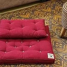 Dhyaan Aasan™ Nirvana Meditation Cushion Set - Handcrafted with 100% Pure Cotton for Mindful Comfort | Inspired by Monks' Robes (Maroon)-picture-31