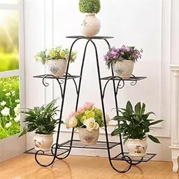 Unique Arts 6 Tier Metal Plant Stand for Metal Stand Indoor Outdoor Planter Pot Stand for Home Garden Balcony Living Room Home Decor (6 TIER - Black)-picture-53