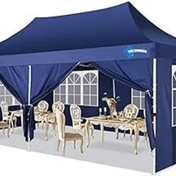 The Summer 10x20 Ft Pop up Canopy Party Wedding Gazebo Tent Shelter with 6 Removable Side Walls (Blue)-image-93