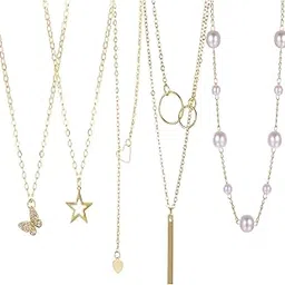 shining diva fashion 5 Pcs Combo Latest Stylish Butterfly Pearl Necklace Jewellery Set for Women Western Pendant Necklace Gifts for Girls (15842np)-picture-22