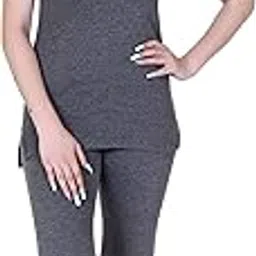 axys Womens Thermal Body Warmer Set | Sleeveless Top & Bottom Set for Women Scoop Neck | Ultra Soft Sleeveless Winter Inner Wear (Pack of 1)(Dark Grey, 85/S)-picture-28
