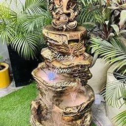 Classy Home Creation Ganesh Fountain 4 feet for Home Decor,Garden, Office | Step Water Fountain for Living Room| Rock Fountain 4 feet with Ganesh Statue for Home-image-80
