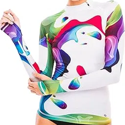 platinum sun Long Sleeve Rash Guard for Women (Rainbow, M)-picture-47