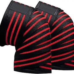 Fit City Care India Weight Lifting Knee Wraps for Squats Heavy Duty Elastic Compression Support for Squats Gym Power Lifting Olympic Lifting Workout Cross Training and Cross Fit - 1 Pair-picture-56