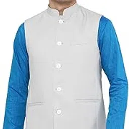 modi jacket Men's Light Grey Terry Wool Solid Regular Fit (Bandhgala Jacket) - WALS-picture-41
