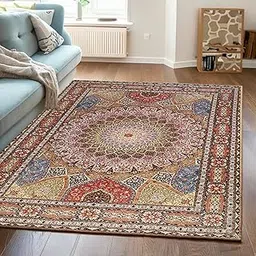 ishro home Premium Carpets for Hall | Carpets for Living Room | Bedroom | Printed | Anti-Skid | Machine Washable (3x5fts, Royal Zari)-image-80