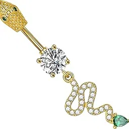 via mazzini No-Tarnish No-Rusting Stainless Steel 'Serpent Sparkle Symphony' Snake Crystal Belly Button Navel Ring For Women and Girls (BB0222) 1 Pc-picture-37