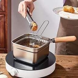 TRENDIVIBE Small Deep Fryer Pot Outdoor Lid Fryer with Basket for Vegetables Fish Fries| Air Fryer | Oil Free Fryer | Electric Fryer-image-40