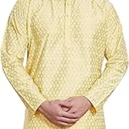 divisive Men's Printed Cotton Silk Blend Only Slim Fit Kurta-picture-24