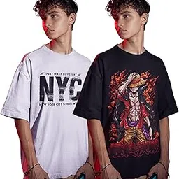 carbonyte Men's Graphic Printed Relaxed Fit Cotton T-Shirt (Pack of 2) | Soft Casual Tees-picture-21