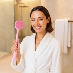 Premium Soft Silicone Back Scrubber Shower Bath Body Brush with Long Handle Dirt_Removal Back Scrubber | BPA-Free | for Men and Women (Multi Color) (Pack of 1)-image-39