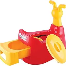 Nabhya Toilet Trainer Baby Potty Seat Cartoon Face with Removable Tray & Closing Lid (Red) image 1