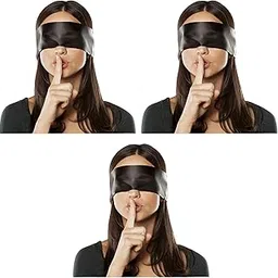 Samtrish Black Satin Blindfold for Lovers | Elegant Eye Mask for Intimate Romance, Bondage Play & Bedroom Exploration | Soft Adjustable Luxury Eye Cover | Pack of 3-picture-13