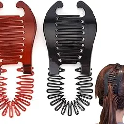 HONEY ACCESSORIES-2pcs(Black and Coffee) Plastic Flexible Interlocking Banana Clip,Ponytail Comb Holder,Stylish Clips For Women Big Size Banana Clip Hair Clips For Girls Hair Accessories Hair Clutcher For girl image 1
