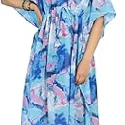 secret wish Blue Maternity Swimwear Cover-up Kaftan/Feeding/Nursing/Zipper/Printed/Calf Length-picture-34