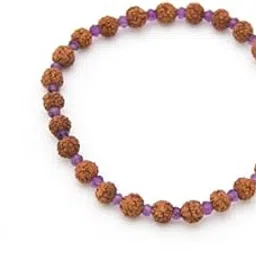 maha mala 6.5mm Rudraksha Bracelet with 3.5mm Gemstone Beads Collection | Handmade in India | Elastic Cord with Organic Cotton Pouch | Healing, Protection, Grounding & Emotional Balance-picture-43