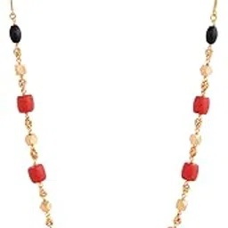 radha's creations Traditional Red beads Mangalorean Mangalsutra Length 20 inches One Gram Gold Plated For Women and Girls-picture-17
