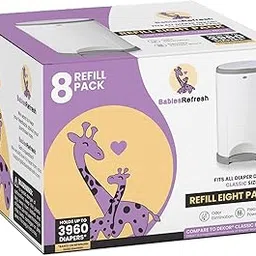 BabiesRefresh Refills Compatible with DEKOR CLASSIC Diaper Pail Refills | 8 Pack | Diaper Pail Odor Eliminator| Fresh Powder Scent | Each Diaper Bag Refill Holds up to 3960 Diapers | Diaper bin refill-picture-11