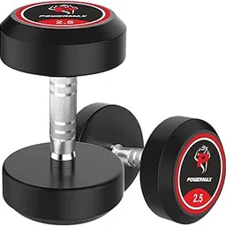 PowerMax Fitness 2.5kg Rubber Coated Round Dumbbells Pair (Set of 2) for Home Gym & Commercial Use | Durable, Floor-Friendly Free Weights | Ideal for Strength Training, Muscle Building, Cardio Workout-picture-10