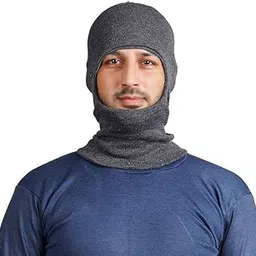 w+ Unisex Warm Winter Woolen Monkey Cap (Dark Grey)-picture-29