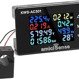 amiciSense 8 in 1 Digital Energy Meter, 50~300VAC 100A Power Monitoring Device with Colorful Display and 6 Buzzer Alarm (22kW)-picture-22