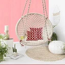 Curio Centre Round Cotton Home Swing & Hammock Chair (135 Cm X 57 Cm X 43 Cm, White)-image-23