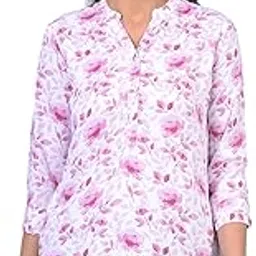 crimsoune club Women's Pink Floral Print V-Neck Top-picture-50