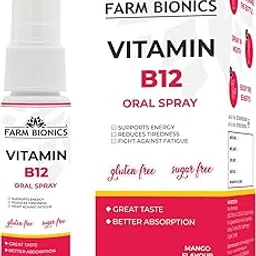 FARM BIONICS Vitamin B12 Oral Spray, 30Ml | 100% Vegetarian | Sugar Free | Gluten Free | Immunity Booster Spray For Men & Women | Pocket Friendly (Mango), Drop, Pack Of 1-picture-35
