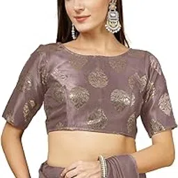 oomph! Women's Brocade Half Sleeve Readymade Blouse Boat Neck-picture-28