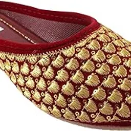 shahi ustad Womens & Girls EmbroideMaroon Stylish Rajasthani Jaipuri Bellies Sandal Shoes-picture-26