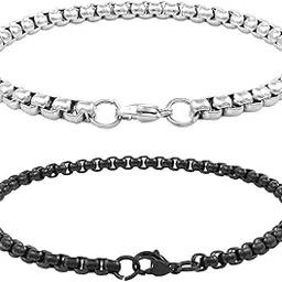 nakabh Combo of Chain Stainless Steel Wrist Bracelet for Men Boys Unisex (2220231P)-picture-26