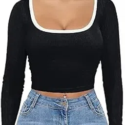 Contras Ribbed Crop Top for Women Full Sleeve-picture-37