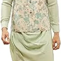 manyavar Men's Blended Linen Printed Regular Kurta Set-picture-34
