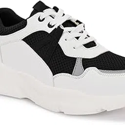 centrino Women Chunky Sneaker | Cushioned Insole for Comfort | Stylish Lace-Up Design | Perfect for Casual Shoe for Girls (A6845)-picture-21