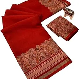 brahmakhodal Dola Silk Saree Kashmiri Flower Print Zari Weaving Rich Border Designer Pallu Attach Blouse Piece-picture-38