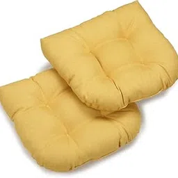 Blazing Needles Indoor/Outdoor Rounded Back Chair Cushion, 19" x 19", Lemon 2 Count-picture-21