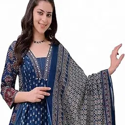 anni designer Women's Pure Cotton Anarkali Kurta Set for Women with Dupatta & Plazzo – Hand Block Print Suit Set | Stylish Dress | Cotton Kurta Set for Women-picture-28