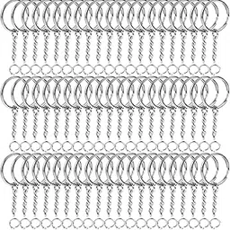 BONBURY Metal Split Keychain Ring Parts - 60 Key Chains 25mm with 26mm Chains and 60pcs Open Jump Ring for Craft Key Ring-picture-30