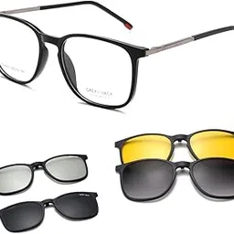 Clip On Sunglasses with Polarized Lens and 3D Lens Rectangle Magnetic Sunglasses for Men 6077-image-10