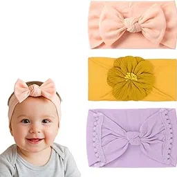 redchimes 3Pcs Baby Headbands Soft Cotton Blend, Stretchy Elastic Headband with Assorted Patterns for Newborn Baby, Infants & Toddlers Comfortable, Stylish Everyday Wear Hair Accessories-picture-45