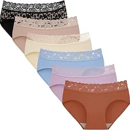 innersy Womens Lace Underwear Cotton Hipster Panties Regular & Plus Size 6-Pack-picture-51
