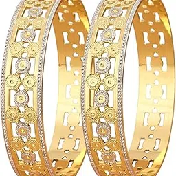 cygni bangles Elegant Gold-Plated Bangles for Women Traditional Design Jewelry (1 Pair)(F2-B-29)-picture-16